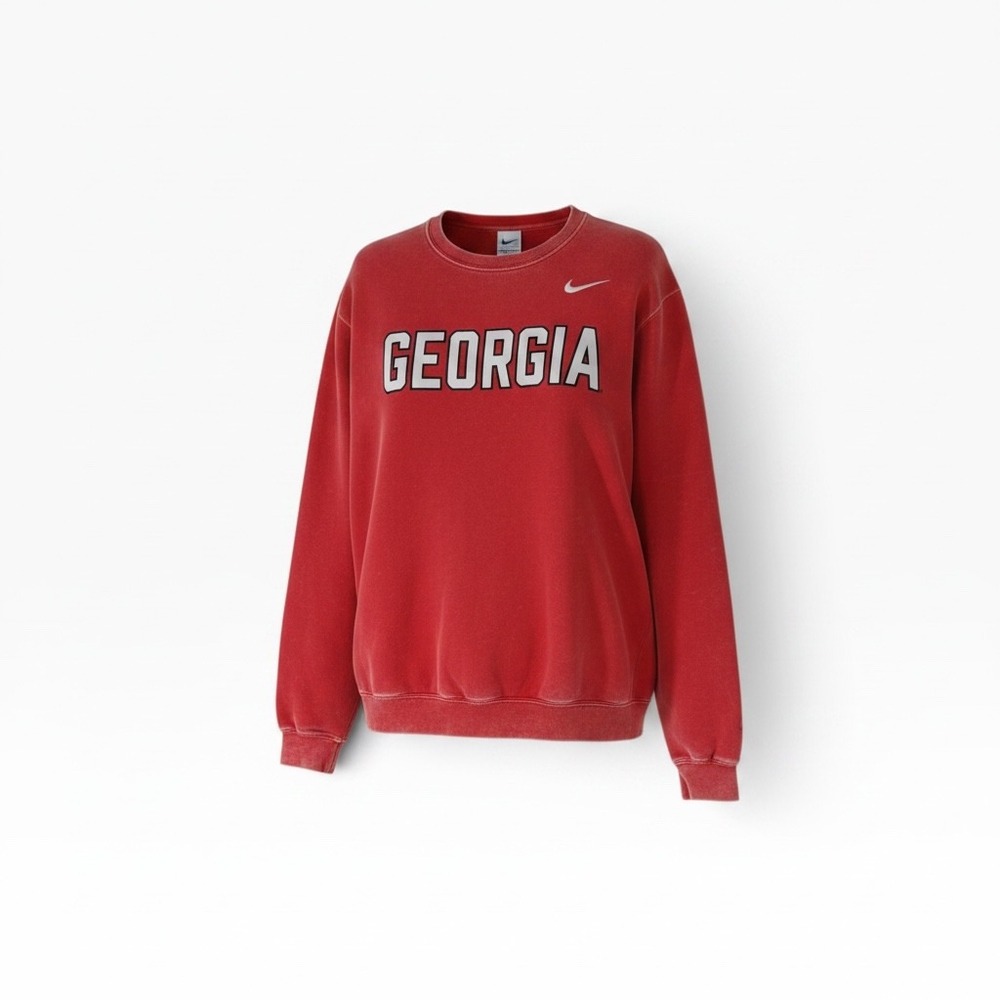 Nike Georgia Bulldogs Crewneck Sweatshirt Red XXL Spellout Swoosh Pullover Mens